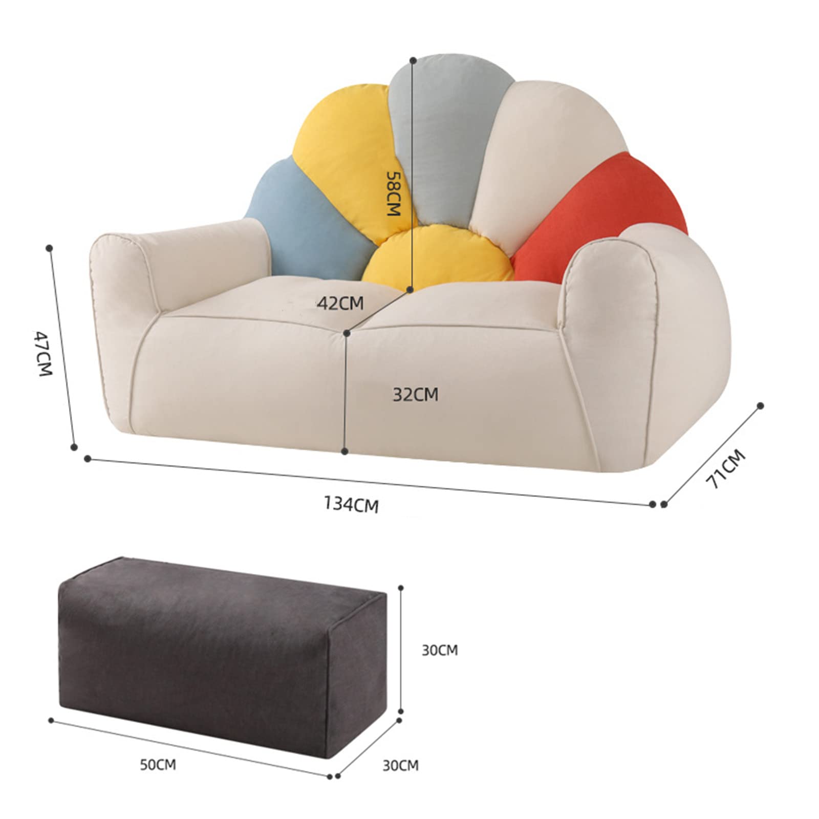 Comfy HWOEK Lazy Sofa Bean Bag Chair with Footstool - Soft Removable Cover, No Filler Included, Perfect for Stuffed Animal Storage (Gray) - Ideal for Living Rooms, Dorms & Kids' Play Areas