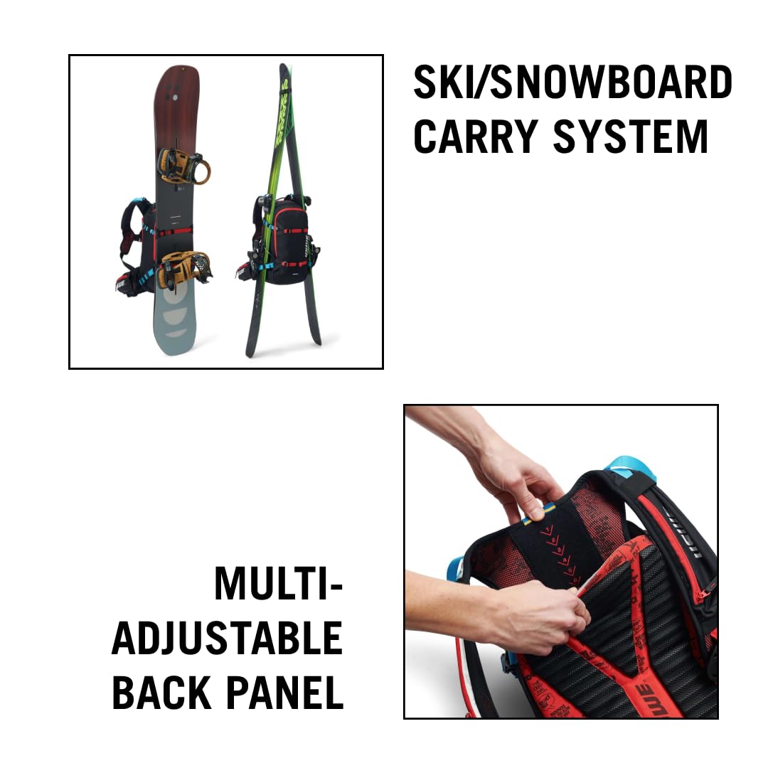 USWE Pow Ski Snowboard Backpack with Back Protector - Lightweight Hydration Pack for Men & Women | Perfect for Skiing, Snowboarding & Winter Sports Adventures