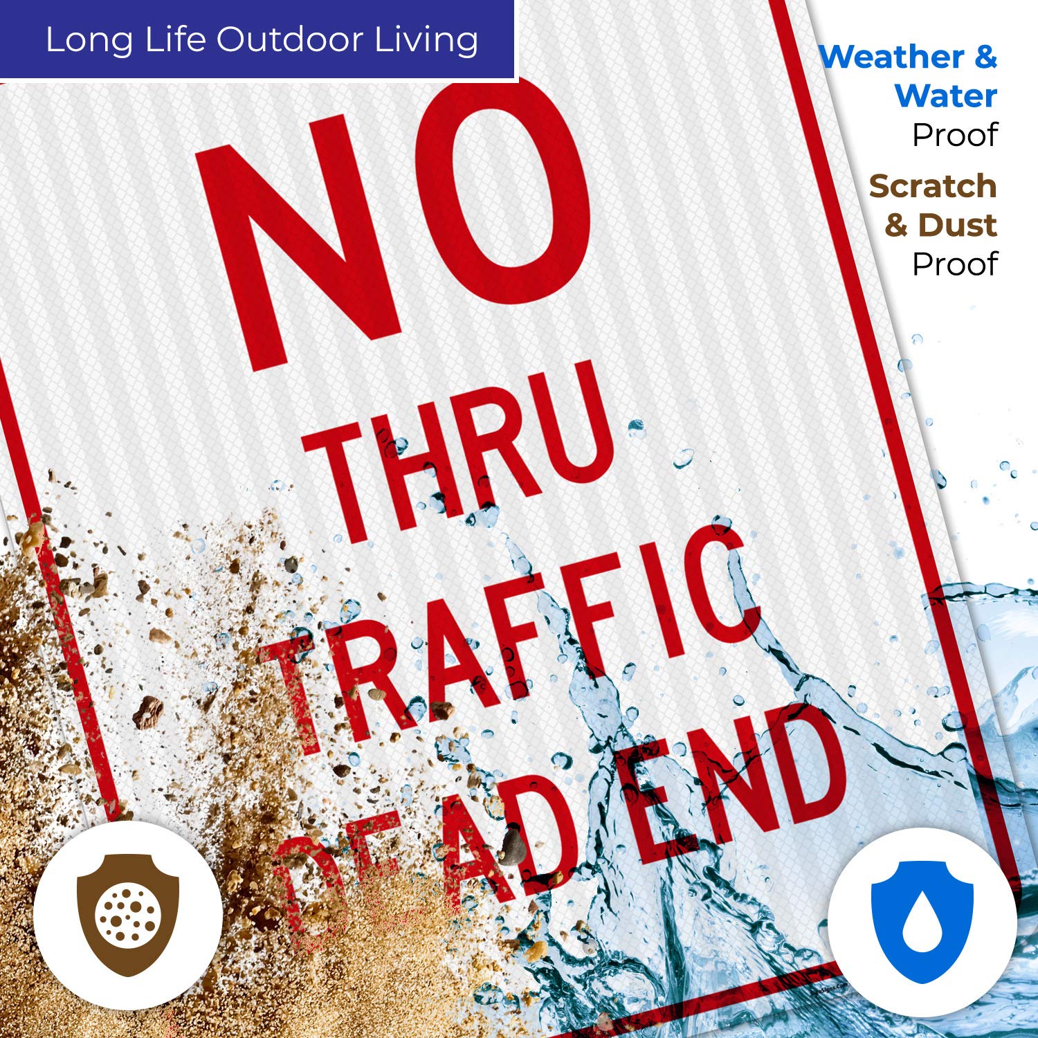 No Thru Traffic Sign - 24x30 Inches, 3M EGP Reflective Aluminum Road Sign, Fade Resistant & Easy to Install for Driveway, Parking Lot & Private Property (Made in USA)