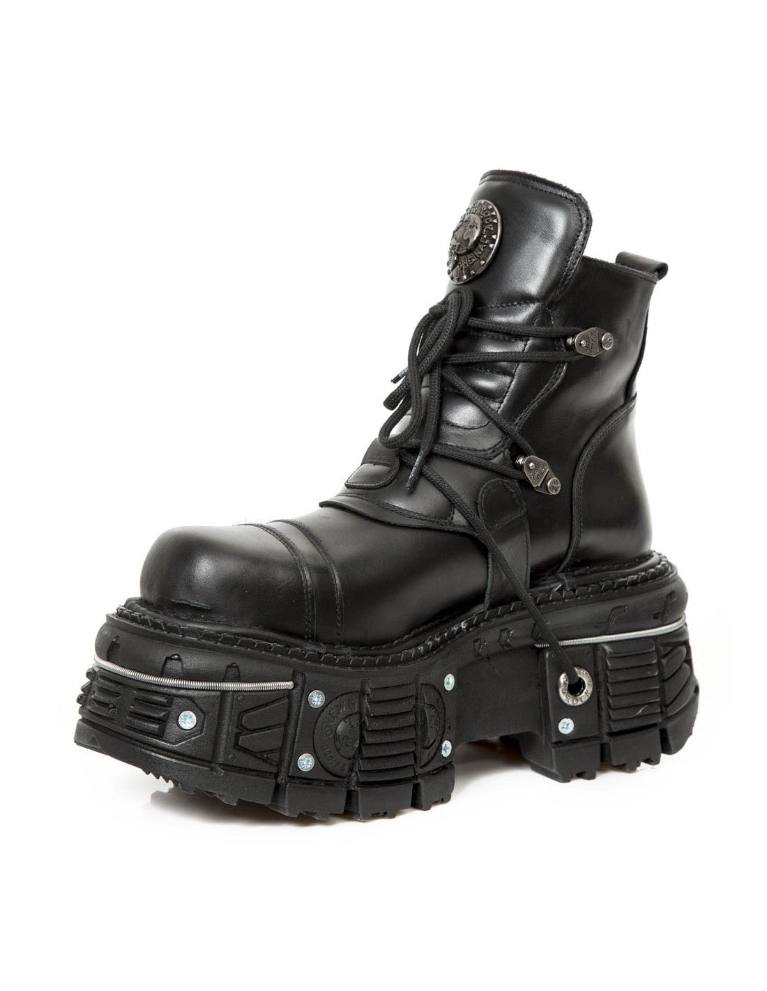 New Rock Ankle Boots - Black Leather Combat Boots with Laces for Men & Women | Perfect for Gothic Fashion, Punk Style & Everyday Wear