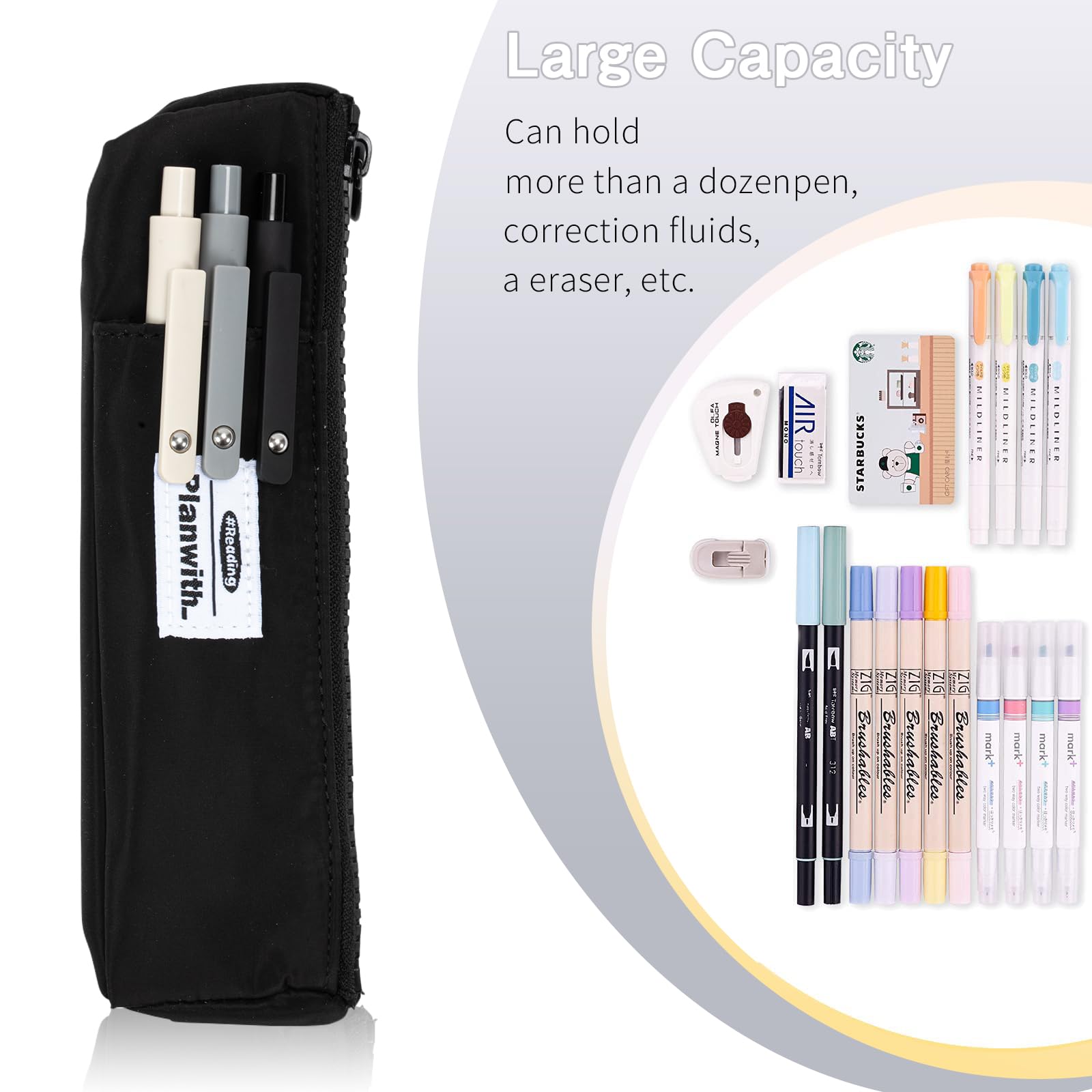 Adjustable Elastic Pen Holder for Notebook - Slim Zipper Pencil Pouch Organizer for Journals, School Supplies & Makeup | Perfect for Students, Office & Travel Organization
