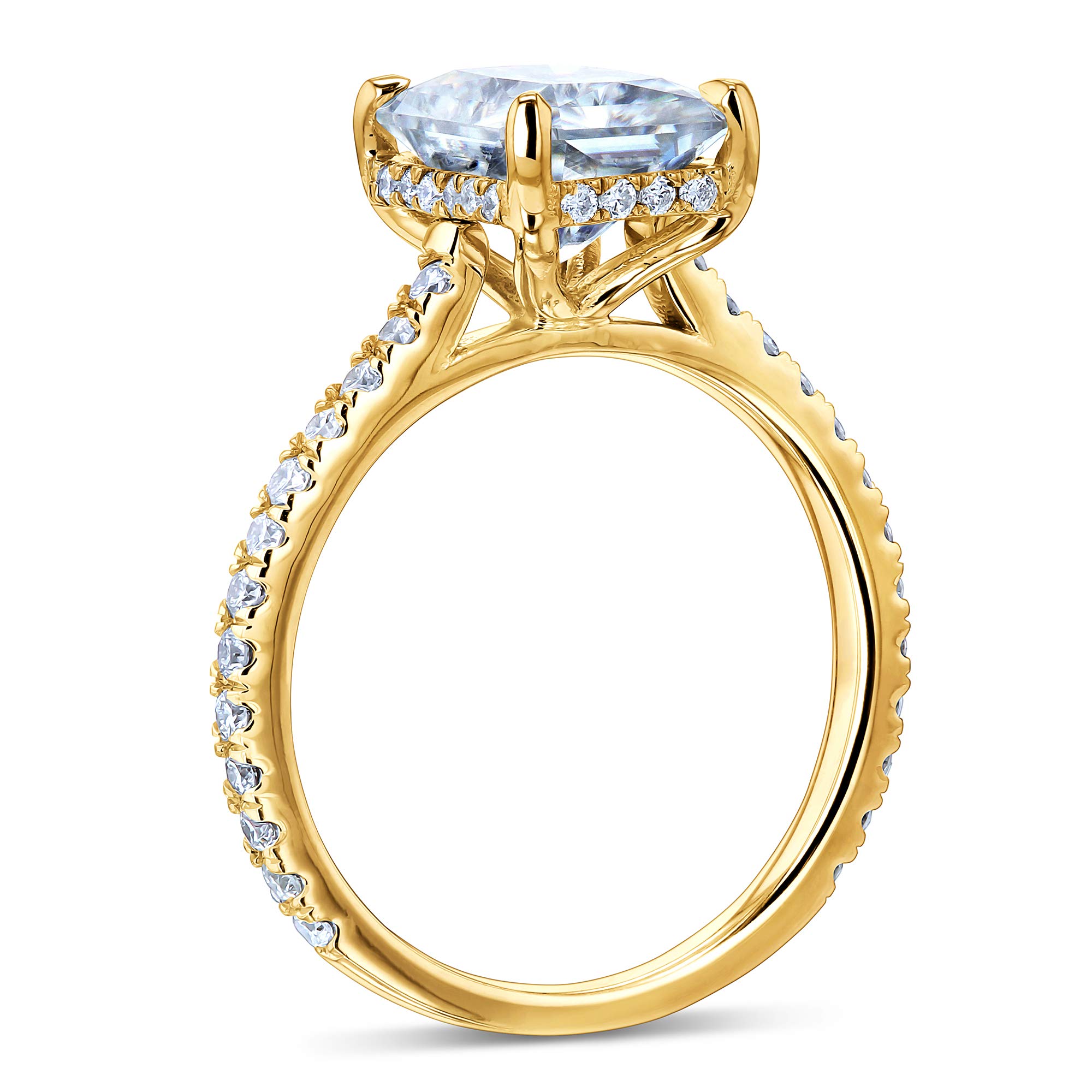 2.7ct Radiant Cut Moissanite Drop Halo Engagement Ring Set - Wedding Bridal Jewelry for Women, Proposal Gift, Anniversary Present, Valentine's Day Gift