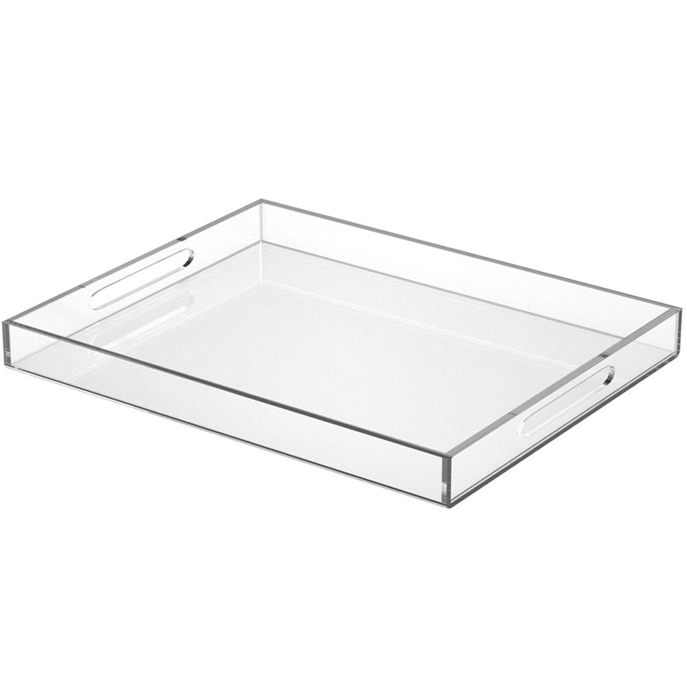 NIUBEE 16x20 Inches Clear Acrylic Serving Tray with Handles - Spill Proof Decorative Ottoman Tray for Coffee Table, Countertop & Vanity Organization | Perfect for Entertaining, Bathroom Storage & Bedroom Decor