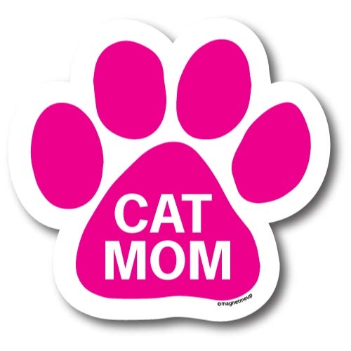 Pink Pawprint Cat Magnet Decal for Cars - 5 Inch Heavy Duty Automotive Magnet - Cat Mom Gift for Motherhood Celebration - USA Made Car Accessories for Trucks & SUVs - Perfect for Pet Lovers & Feline Enthusiasts