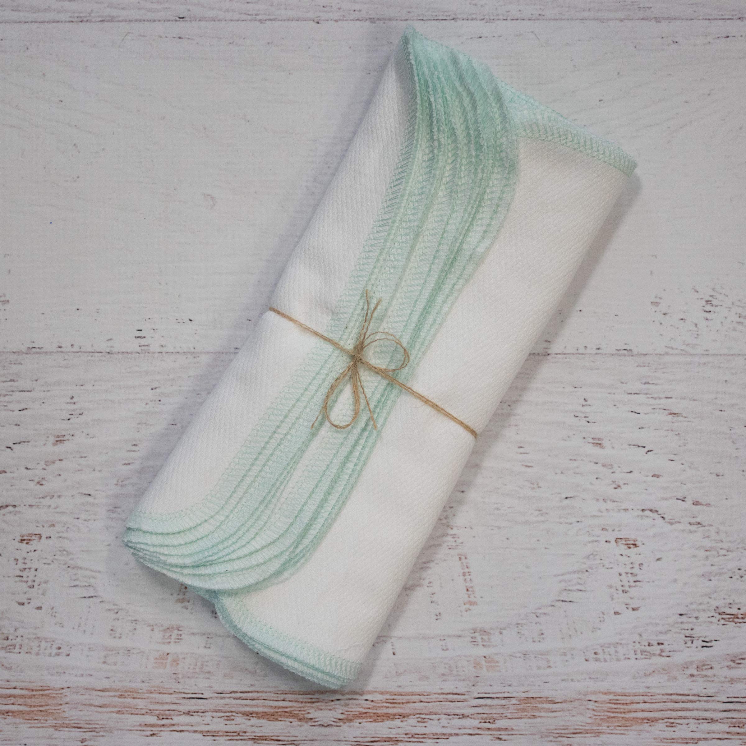 Eco-Friendly Reusable Paper Towels - 12 Pack Washable Kitchen Towels for Cleaning & Spills (Mint Bright White) | Sustainable Alternative to Disposable Paper Towels for Home & Office Use