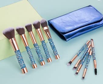 Premium Roslet Makeup Brush Set - 10-Piece Professional Cosmetic Brushes for Eyeshadow & Glitter Application with Travel Pouch | Perfect for Makeup Artists, Beginners & On-The-Go Touchups