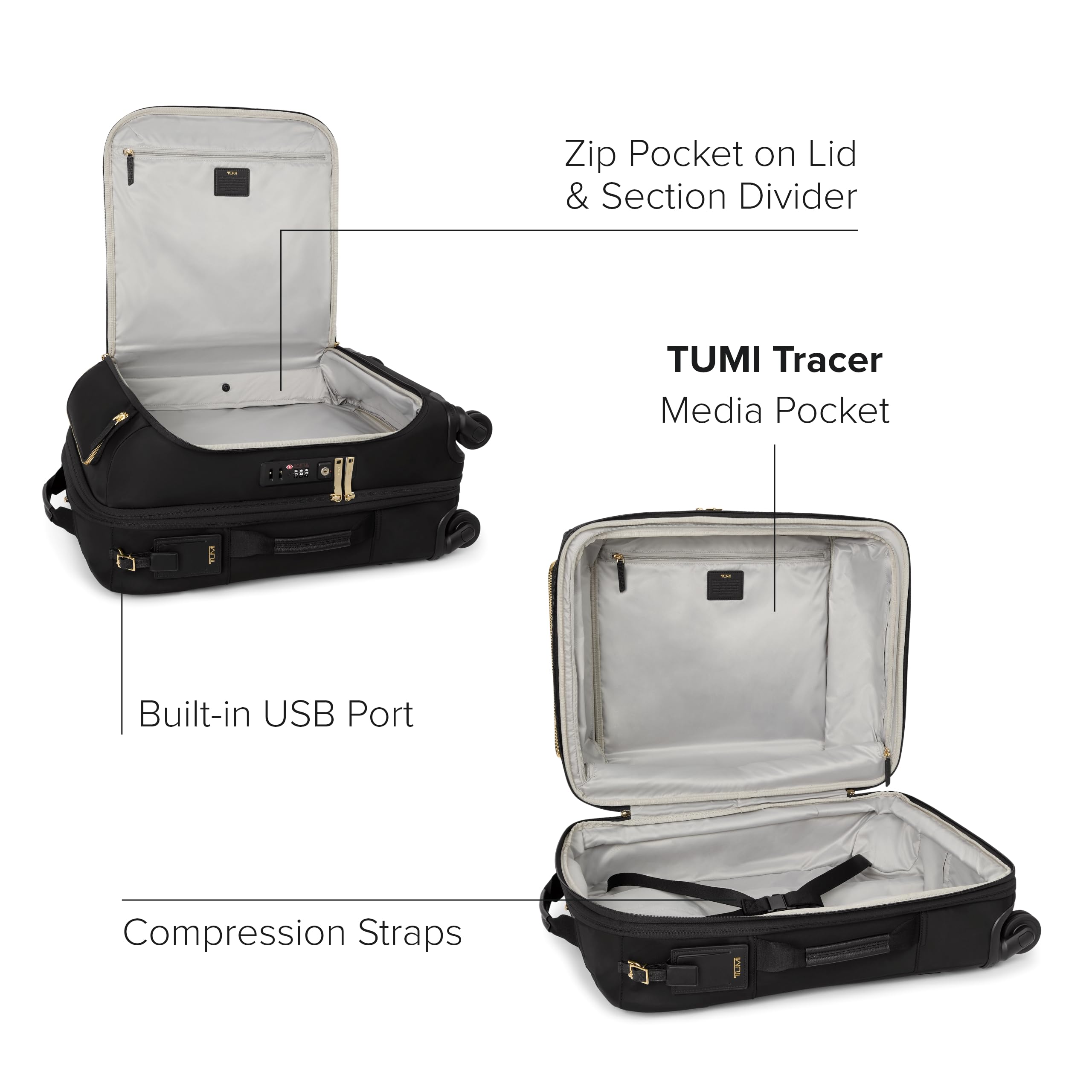 TUMI Voyageur Leger 4 Wheel Carry-On Luggage - Lightweight Expandable Suitcase for Women, 21.8