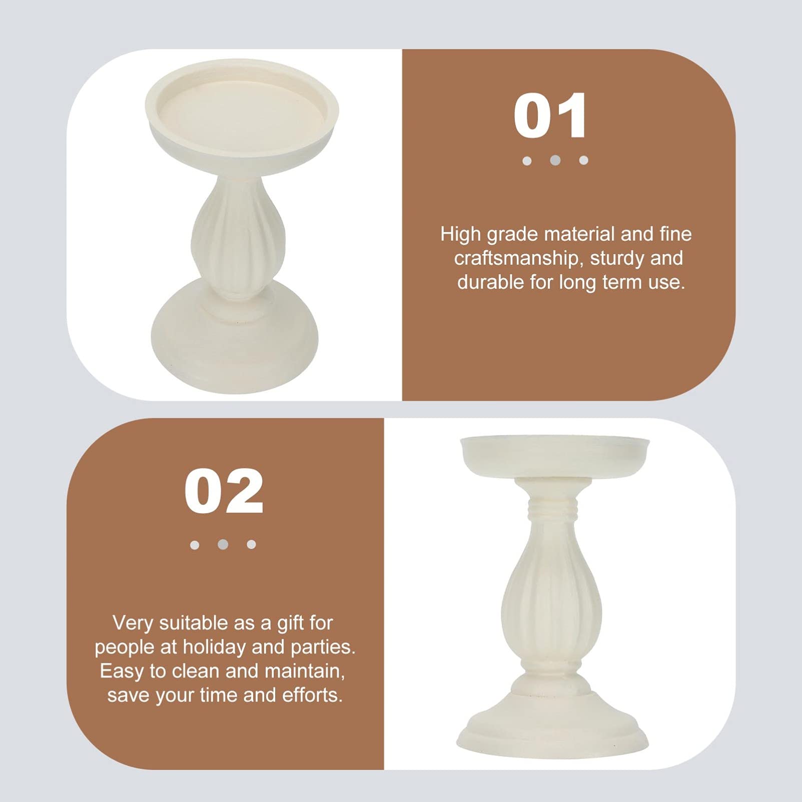 Elegant Roman Column Candle Holder - White Resin Candlestick Stand for Pillar & Tea Light Candles - Greek Figurine Base Wedding Table Centerpiece - Perfect for Home Decor, Romantic Dinners & Special Events