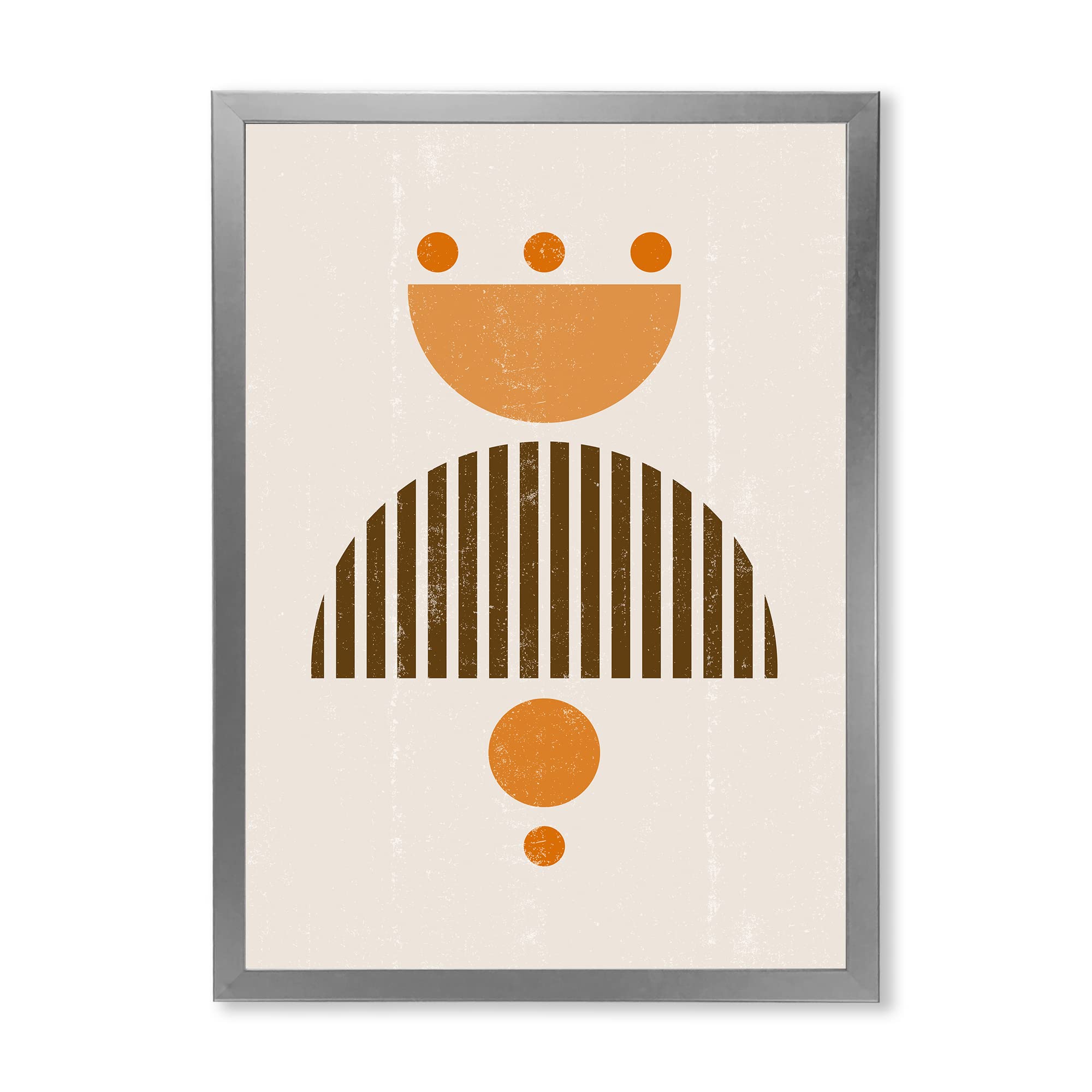 Abstract Minimal Sun and Moon Wall Art in Earth Tones - Modern Framed Canvas Print for Living Room, Bedroom & Office Decor