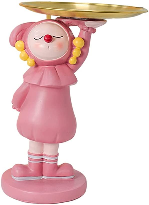 Bddalpke Creative Character Statue - Non-Slip Resin Figurine Display Stand with Large Storage Tray for Jewelry, Bracelets & Necklaces - Home & Office Decoration (Pink, Sleepwalking Style) - Perfect for Showcasing Collectibles, Organizing Accessories, and Enhancing Workspace Aesthetics
