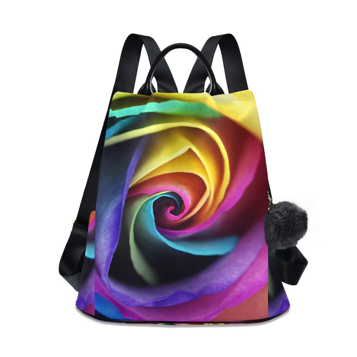 ALAZA Hipster Rainbow Rose Flower Backpack - Stylish Waterproof Daypack for Women & Girls - Perfect for School, Travel, Shopping & Daily Use