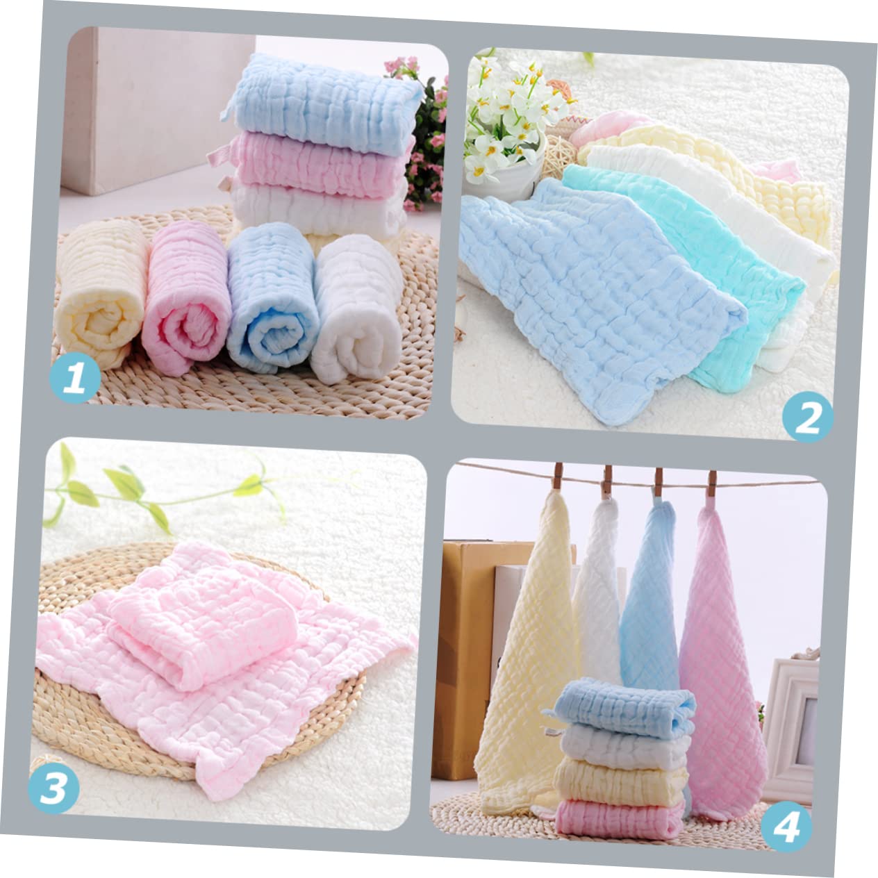 5-Pack Reusable Organic Cotton Facial Towels for Sensitive Skin - Ultra Soft & Highly Absorbent Baby Washcloths, Makeup Remover Pads, Newborn Care & Gentle Cleansing - Perfect for Daily Skincare Routine, Spa Day & Travel Essentials