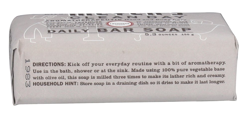Mrs. Meyer's Lavender Bar Soap - 5.3 oz | Natural Hand & Body Cleanser for Dry Skin | Perfect for Bathroom, Kitchen & Travel Use