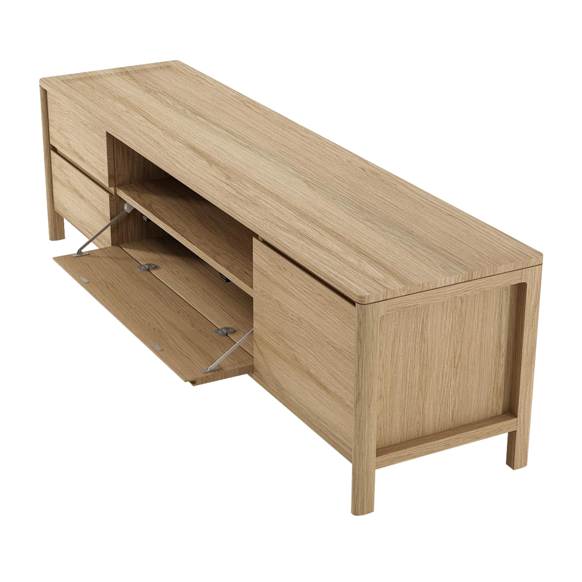 Modern Wooden Media Cabinet with Storage - TV Stand for Living Room, Bedroom & Home Theater - Rustic Farmhouse Style Entertainment Center