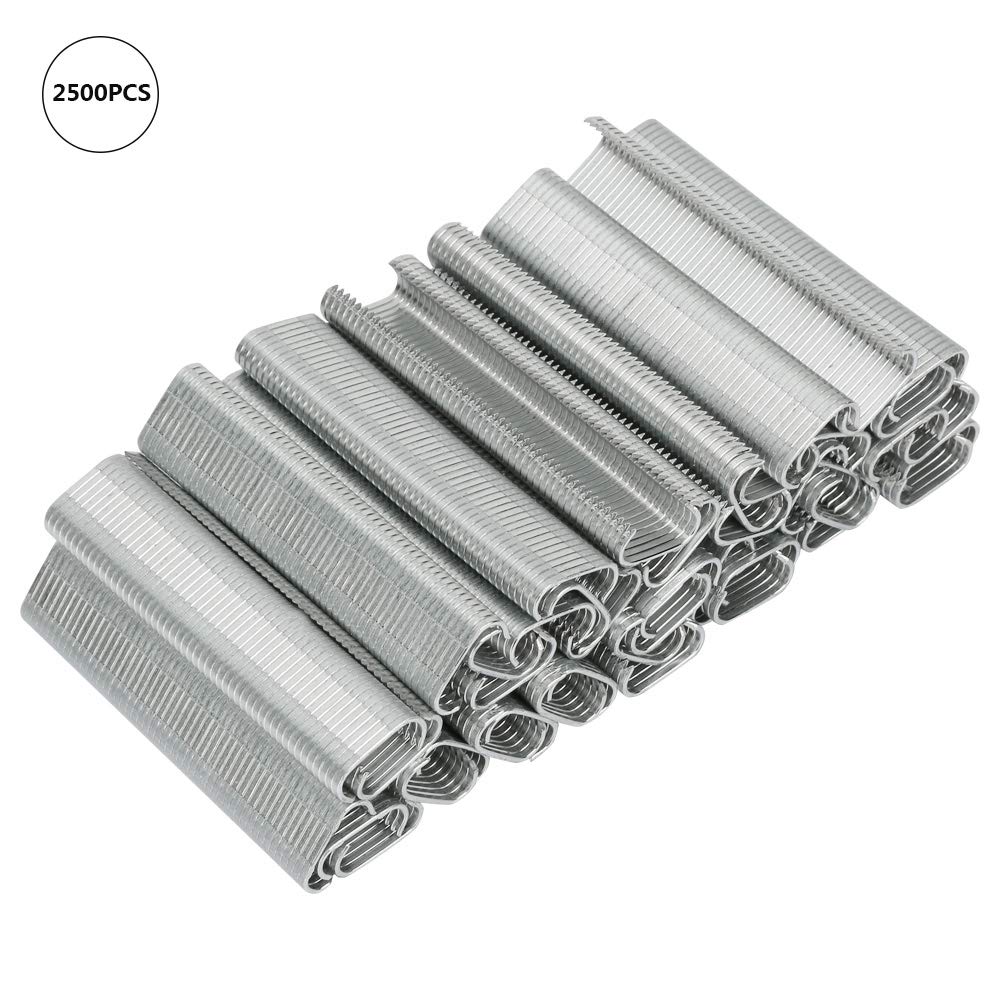 2500-Pack 8mm Pig Rings, Sofa Cushion Cage Nails, M Nails, C-Clips, Fastening Clamps for Wire Fence Mattress Installation - Animal Cage Repair, DIY Furniture Upholstery, Pet Enclosure Tools