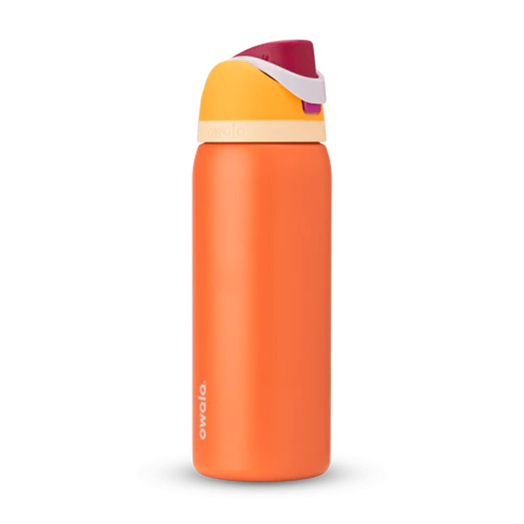 Owala FreeSip 24oz Stainless Steel Water Bottle - Insulated, Leakproof, Citrus Crush (Yellow/Orange) - Perfect for Gym, Hiking & Everyday Hydration