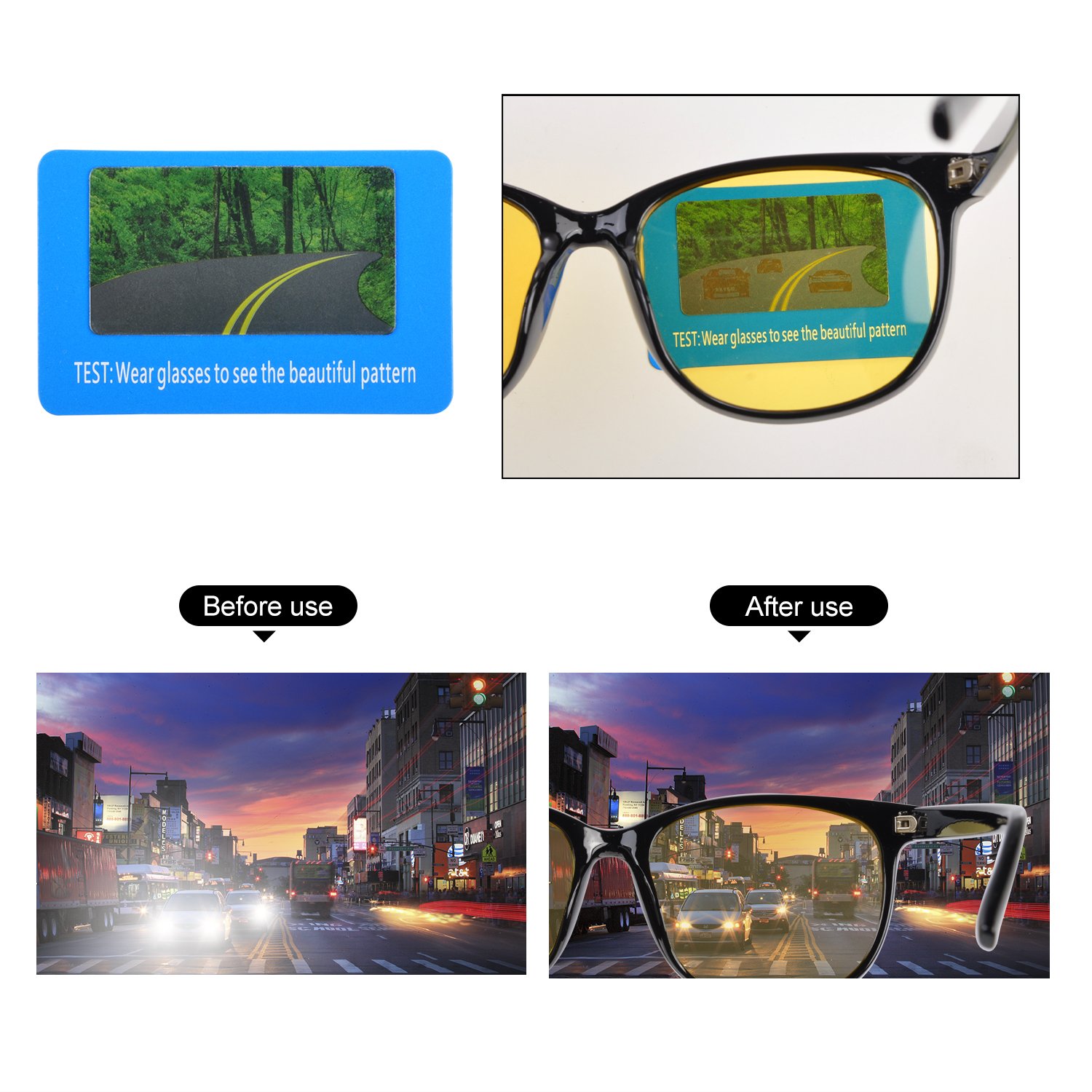 Polarized Night Vision Driving Glasses - Anti-Glare Clear Sunglasses for Men & Women - Fashionable UV Protection Eyewear for Safe Night Driving, Road Trips, and Outdoor Activities