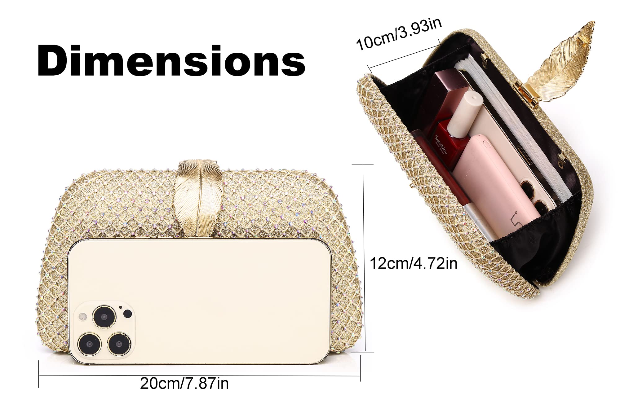 Elegant Colored Diamond Clutch Purses for Women - Perfect Evening Bags & Wedding Handbags | Luxury Evening Clutch Purse for Parties, Prom, Birthday Gifts & Special Occasions