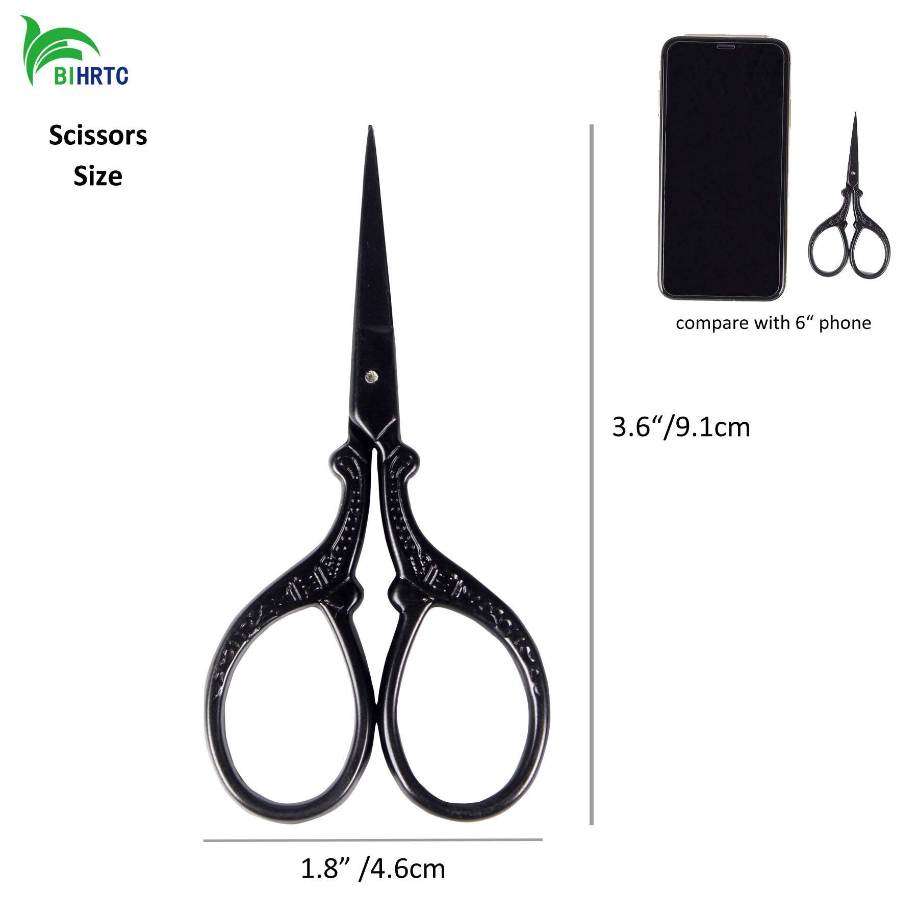 BIHRTC Stainless Steel Crafting Scissors - Sharp Tip Small Sewing & Embroidery Scissors for DIY, Cross Stitch, Needlepoint, Art Work - Perfect for Household Sewing, Fabric Cutting, and Detailed Craft Projects