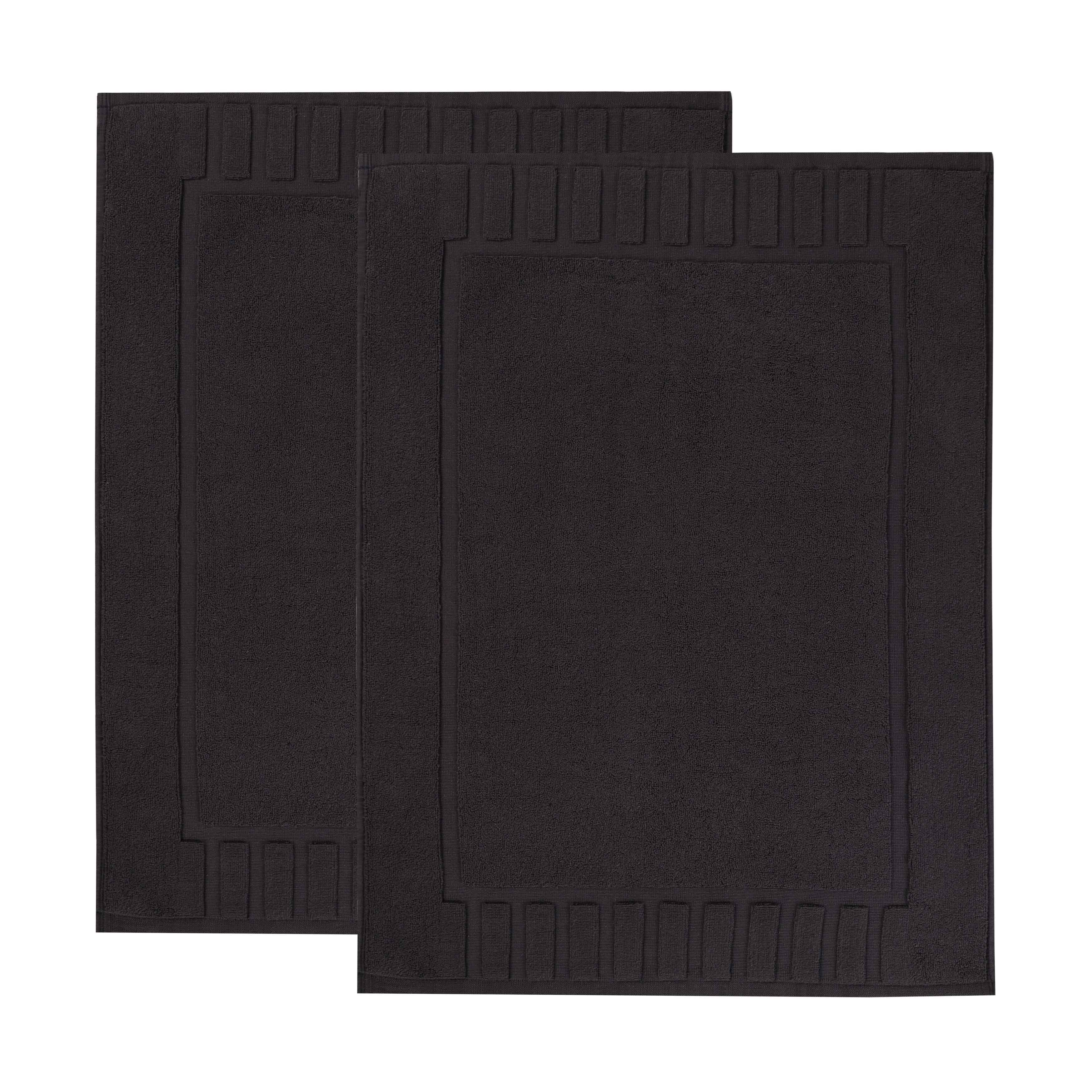 Premium Cotton Modern Geometric Border Bath Mat Set of 2 - Ultra Absorbent, Non-Slip, Quick Dry Bathroom Rug for Bath, Shower & Vanity Area