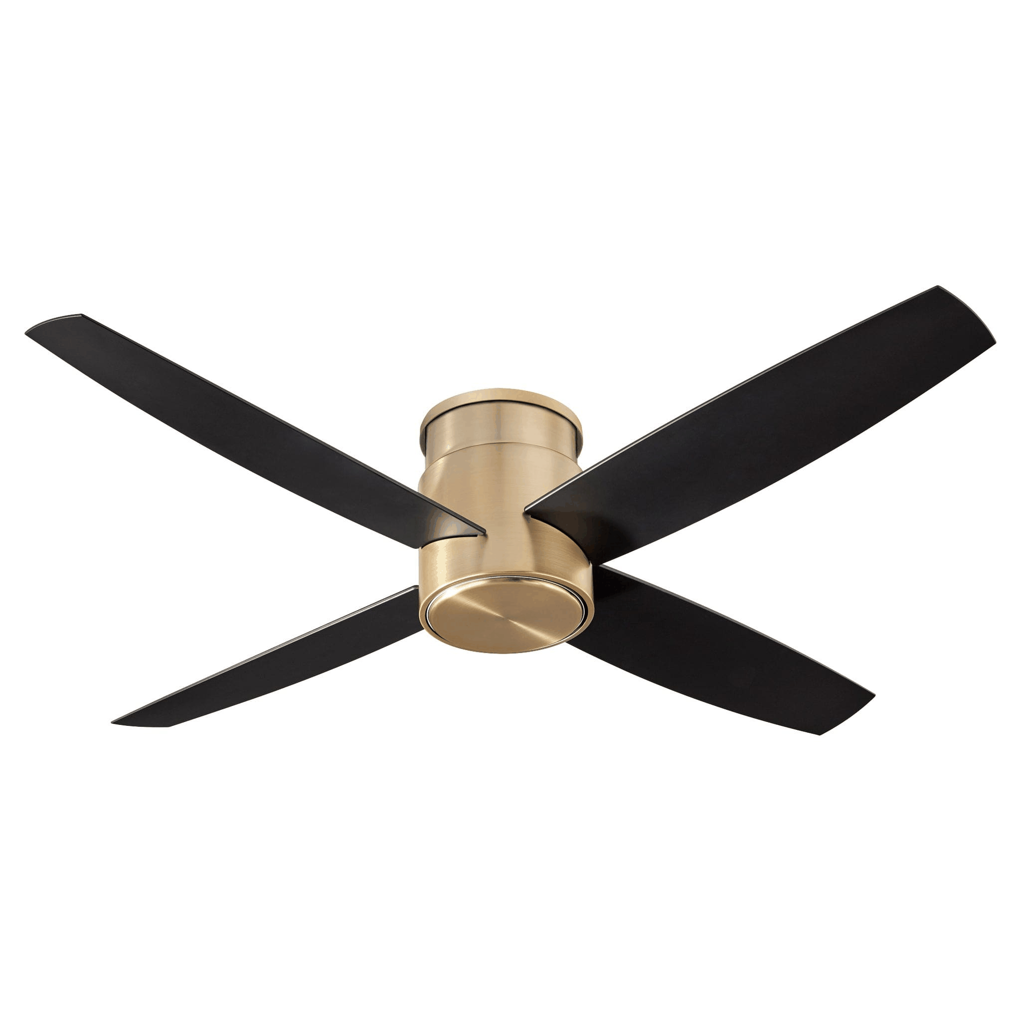 52 Inch Low Profile Ceiling Fan with Wall Control & Remote - Optional LED Light - Aged Brass/Black Finish - Perfect for Bedroom, Living Room & Office Spaces