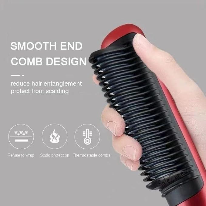 SaleZone® 3-in-1 Hair Straightener Brush with Comb - Electric Styler Iron for Women with 5 Adjustable Temperature Settings & 20-Second Fast Heating (Multicolor) - Perfect for Home Use, Travel, and Salon-Quality Styling