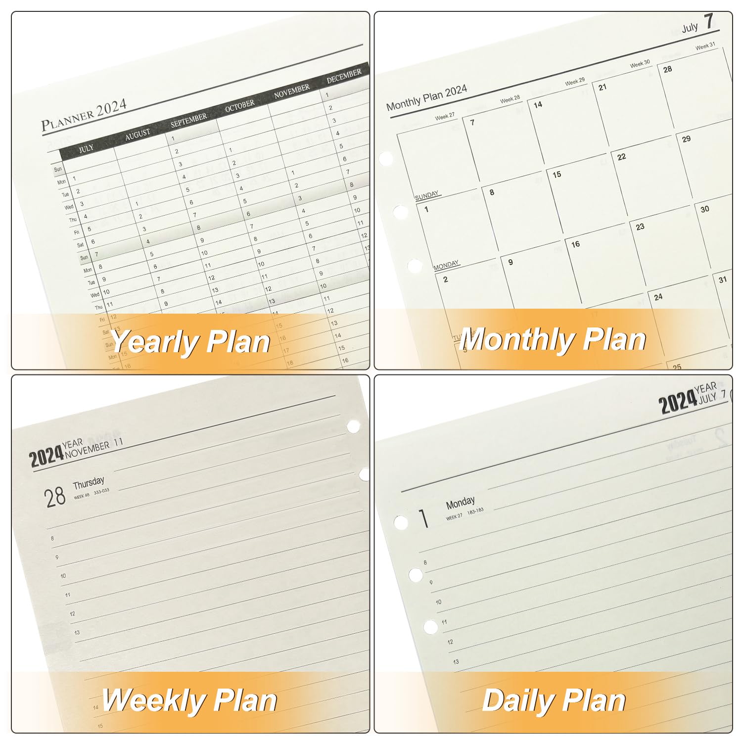 2024-2025 A5 Refill Paper with Lines | 6-Hole Punch Daily Planner Refills | 170 Sheets Rechargeable Paper for Personal Organizer, Journal Notebook | Perfect for Office, School & Home Planning