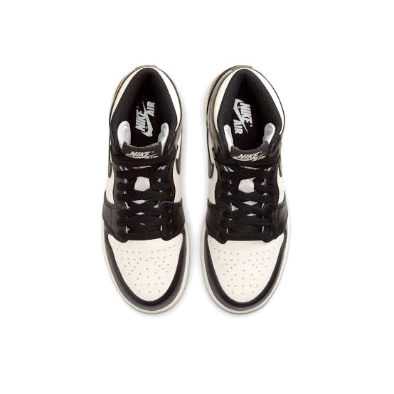 Air Jordan 1 High Retro GS Sneakers - Sail/Black/Dark Mocha Colorway - Basketball Shoes for Women & Girls - Perfect for Streetwear, Gym & Casual Outfits