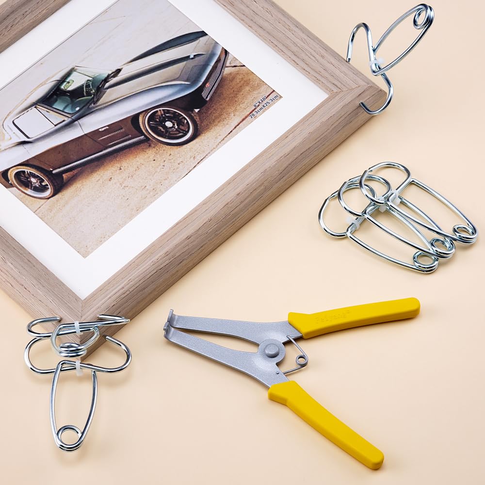 13-Piece Miter Spring Clamps Set with Pliers for Woodworking - Perfect for Wood Trim, Picture Frames, Moldings & DIY Projects - Ideal for Carpentry, Home Improvement & Crafting