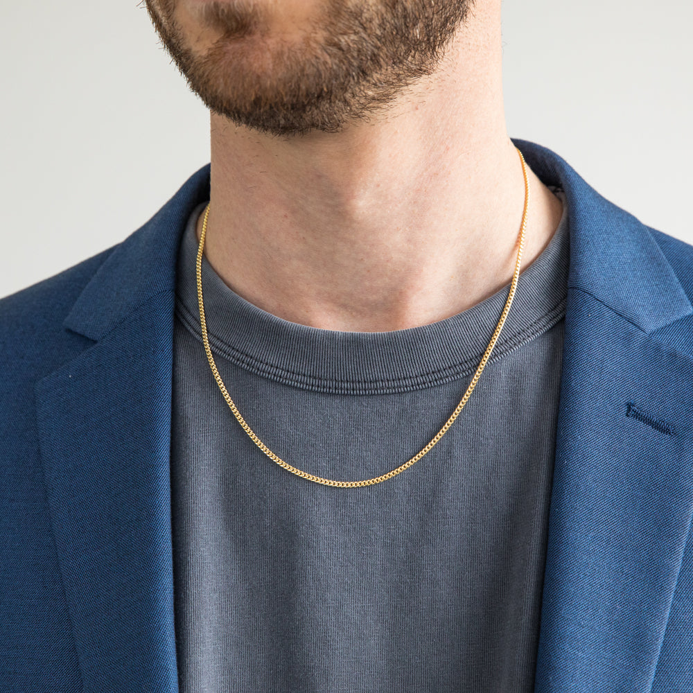 9ct Gold Filled Curb Chain Necklace - 50cm Length, 60 Gauge Thickness - Perfect for Layering, Gift Giving & Everyday Wear