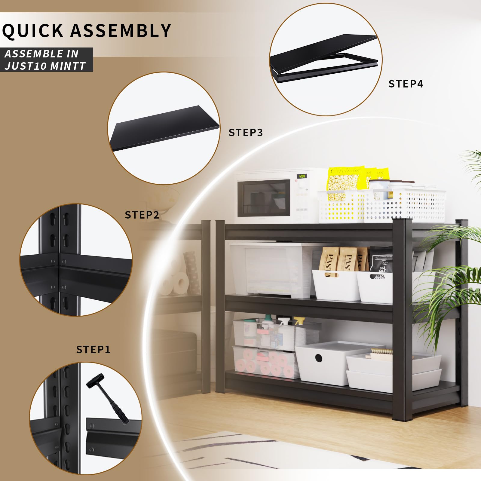 Heavy Duty Garage Shelving Unit - Adjustable Metal Storage Shelves for Garage, Warehouse, Basement & Industrial Use | Durable Utility Rack for Organizing Tools, Equipment & Home Storage