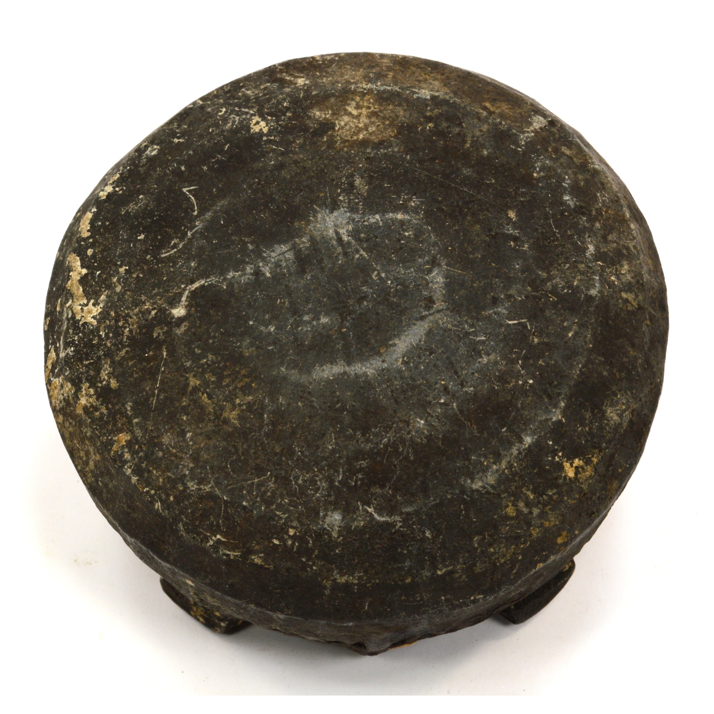 Ancient Pre-Columbian Steatite Bowl - Hand-Carved Black Soapstone with Nubs & Ribbed Design - Authentic Artifact for Home Decor, Meditation & Collectors