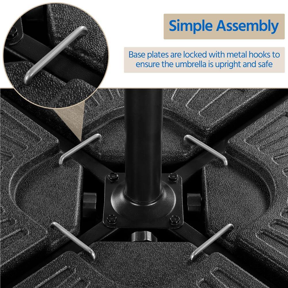 Yaheetech 4-Piece Fillable Patio Umbrella Base - Heavy Duty Outdoor Stand for Market Umbrellas - Perfect for Backyard, Deck, Poolside & Garden Use