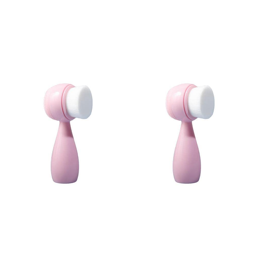 2 PCS Facial Cleansing Brush Set - Deep Pore Cleaner, Blackhead & Exfoliating Tool for Professional Skin Care - Portable Travel Size, Pink (Type 2) - Perfect for Home Spa, Travel & Daily Skincare Routine