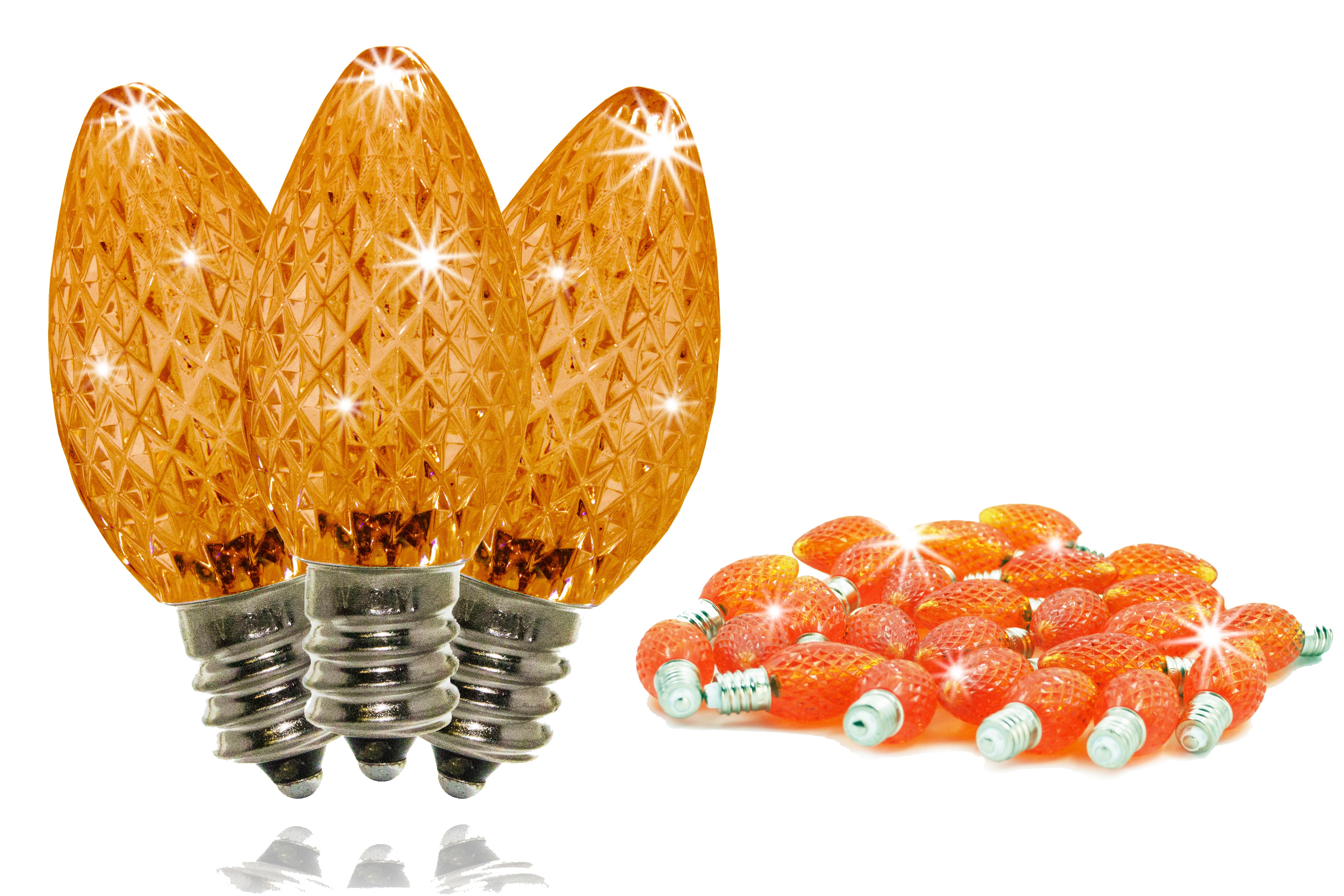 25 Pack C7 Orange Twinkle Dimmable SMD LED Retrofit Bulbs - Perfect for Christmas Lights, Holiday Decorations & Indoor/Outdoor Party Lighting