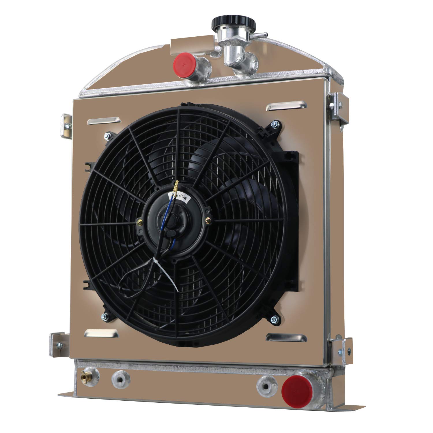 AlloyWorks 3-Row Aluminum Radiator with Fan Shroud for 1935-1940 Chevy & Ford Engines - High-Performance Cooling Upgrade for Classic Cars, Hot Rods, and Custom Builds