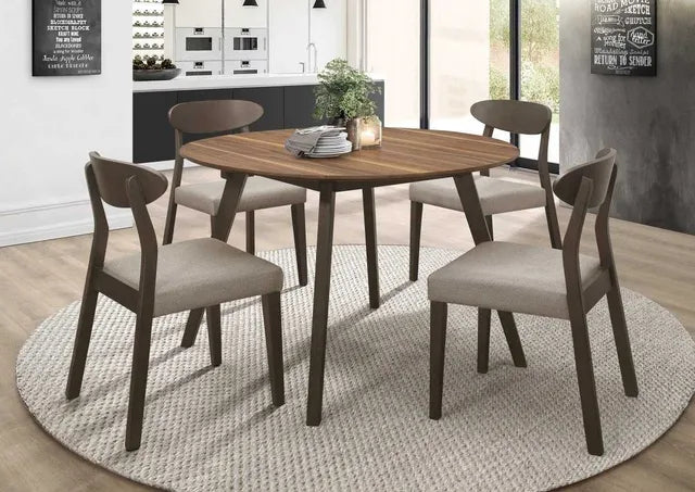 Beane 5-Piece Natural Walnut Wood Dining Table Set with Chairs - Perfect for Family Dinners & Entertaining Guests in Dining Room