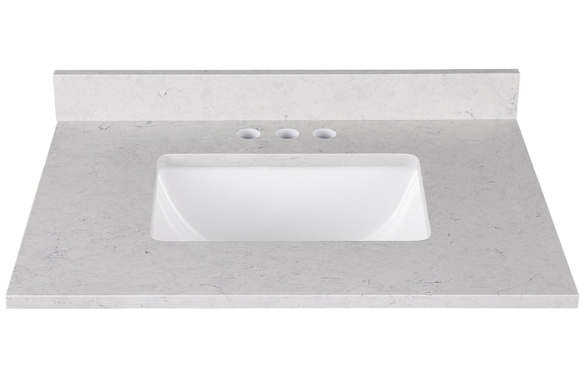 Amalfi 25W x 22D Engineered Marble Bathroom Vanity Top with Rectangular Undermount Sink - Perfect for Modern Bathroom Renovations and Master Suite Upgrades