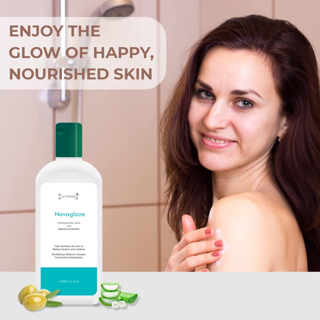Cutiswiss Aloe Vera Body Lotion for Dry, Normal & Sensitive Skin | Hydrating & Soothing Moisturizer | 200ml | Perfect for Daily Skincare & After Sun Care