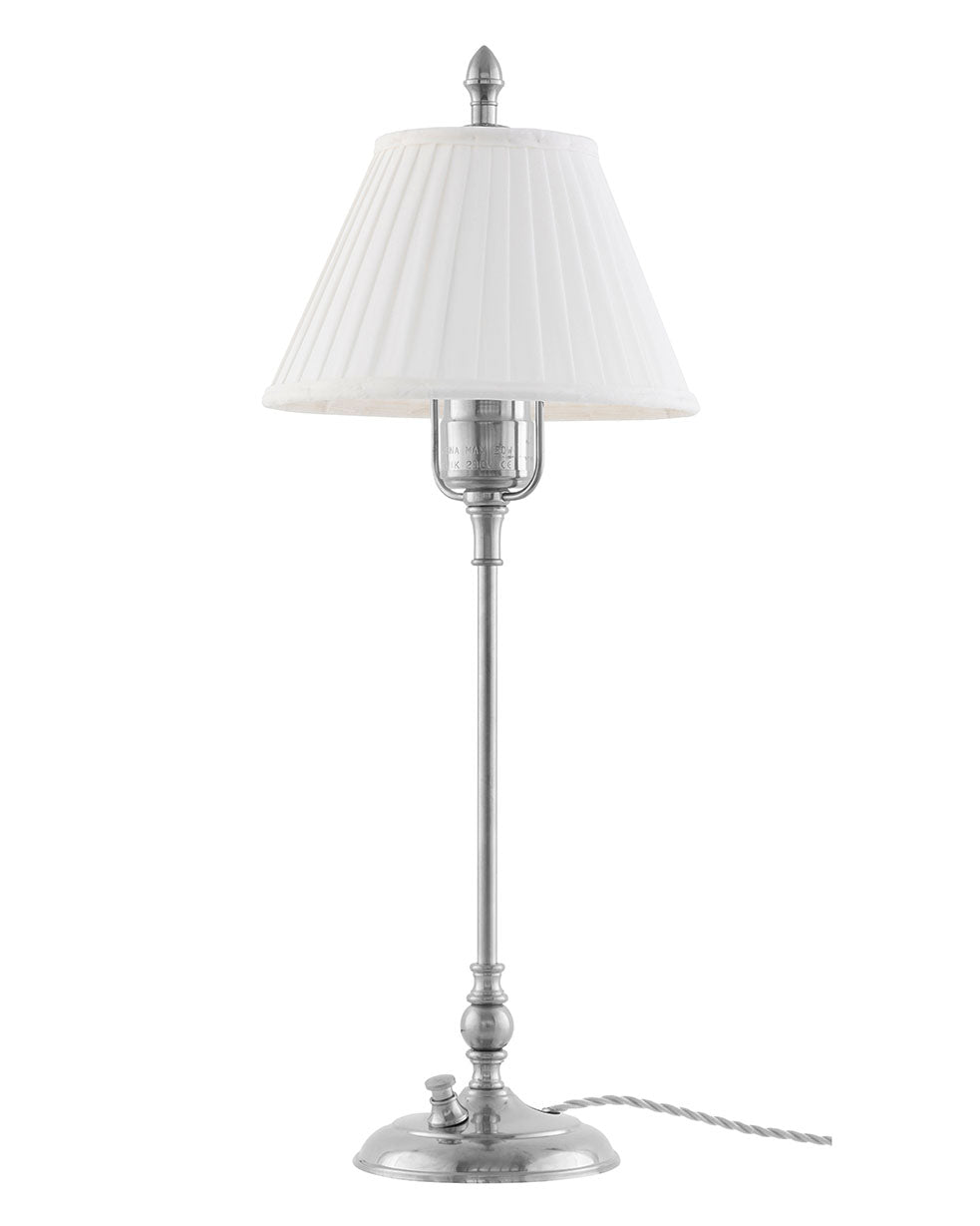 Ankarcrona 50cm Nickel-Plated White Shade Table Lamp - Perfect for Bedroom, Living Room & Office Lighting