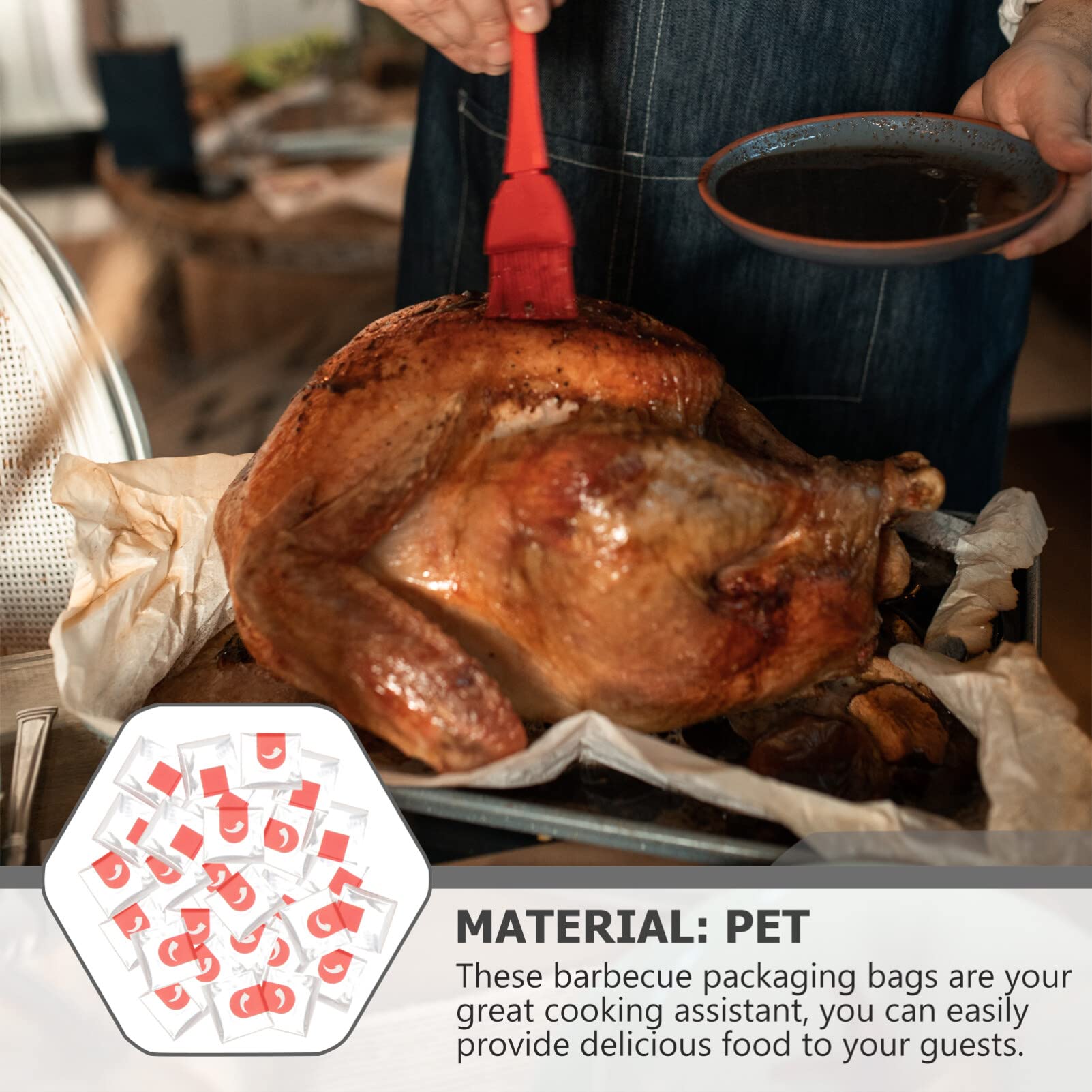 50Pcs White Chicken Roasting Bags - Reusable Oven Safe Cooking Bags for Microwave, Toaster, Grill - Perfect for Roasting Chicken, Baking Bread, and Making Sandwiches - Ideal for Home Cooking, Meal Prep, and Outdoor BBQ