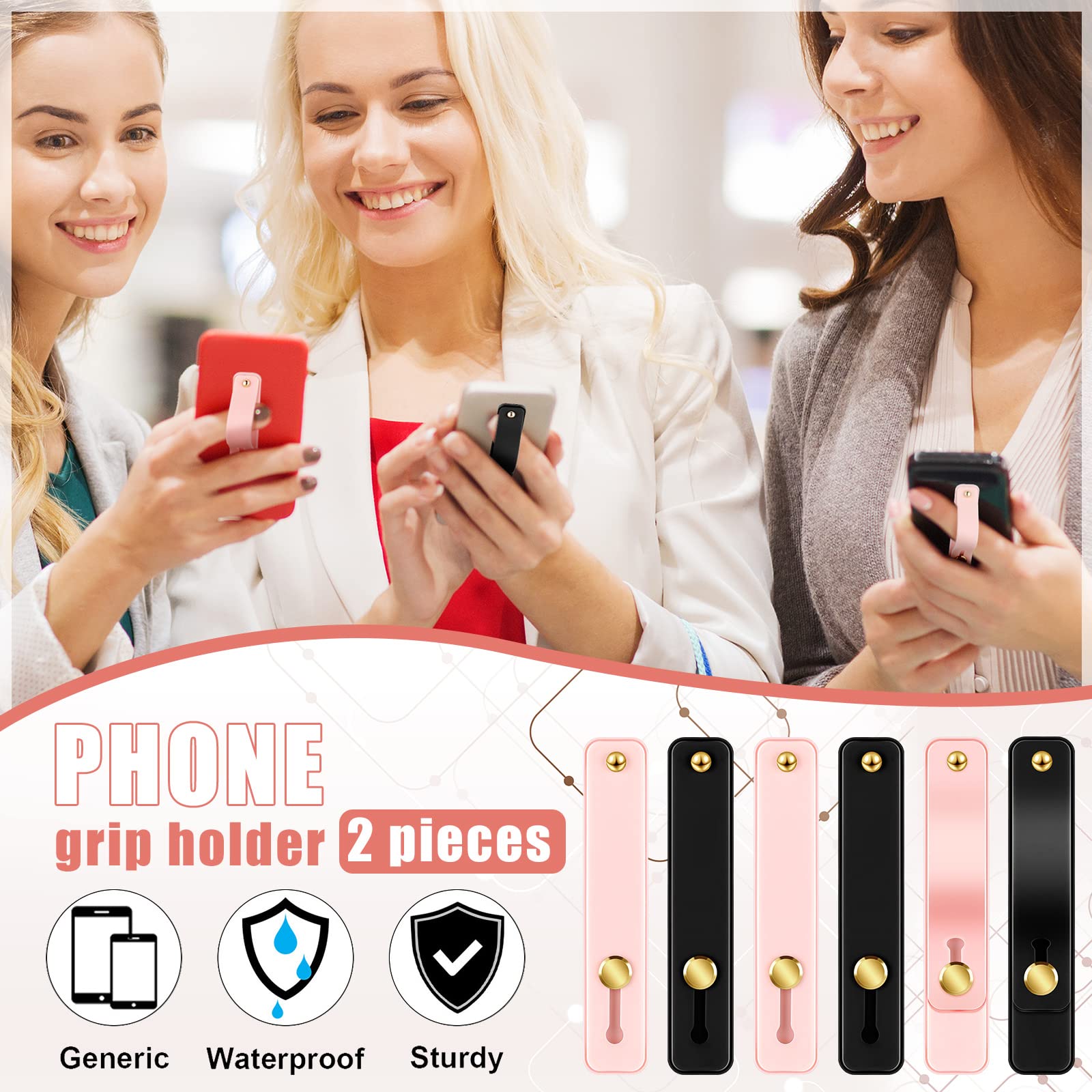 Universal Phone Grip Holder - 6pc Telescopic Finger Strap Stand for Smartphones - Perfect for Gaming & Selfies