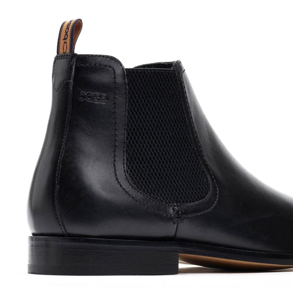 Base London LYNCH WAXY BLACK Men's Chelsea Boots - Waterproof Leather Ankle Boots for Men, Fashionable Slip-On Dress Shoes for Business Casual & Night Out