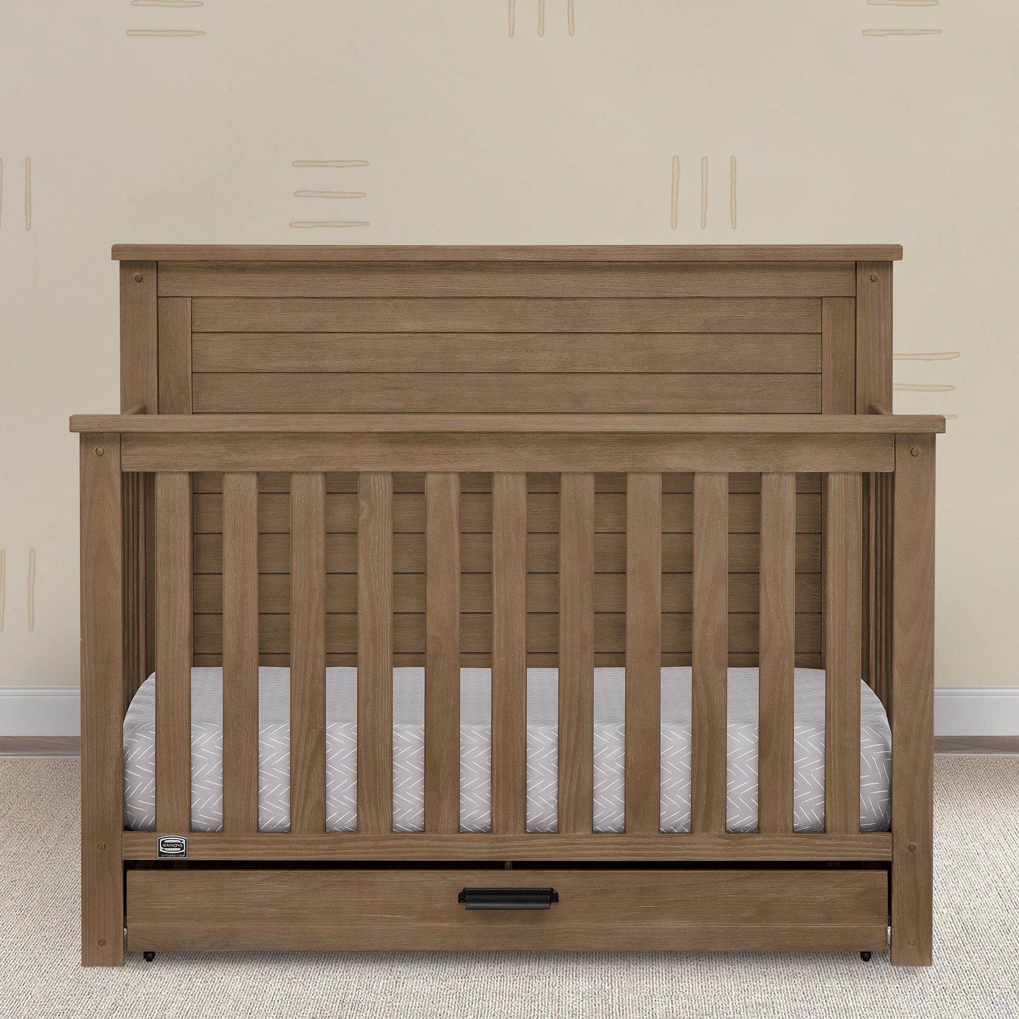 Caden 6-in-1 Convertible Baby Crib with Trundle Drawer - Nursery Bed Transforms to Toddler Bed, Daybed & Full-Size Bed - Perfect for Small Spaces & Growing Families