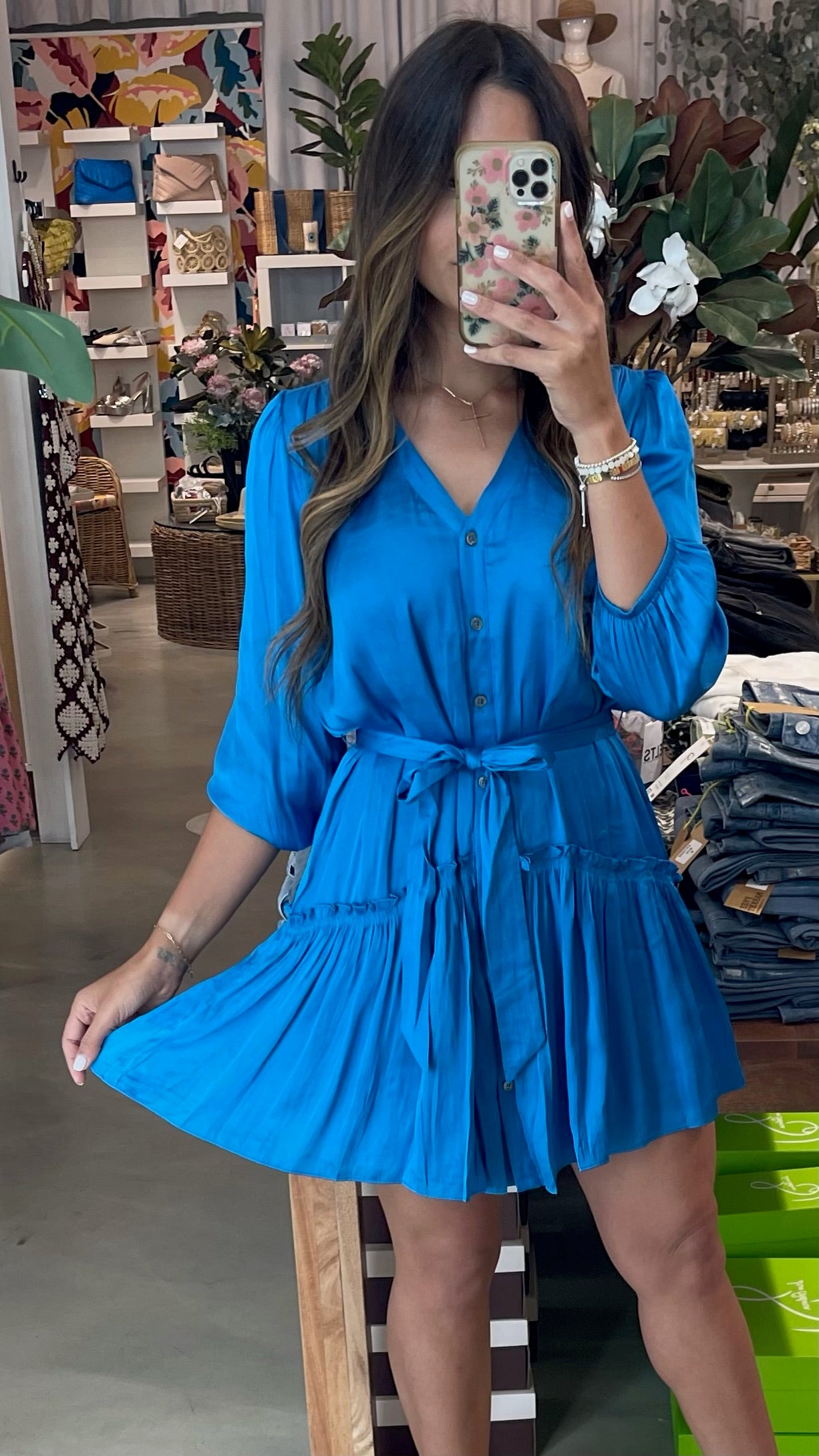 Aqua Blue V Neck Mini Dress - Flowy Summer Party Dress for Women | Perfect for Beach Vacations, Date Nights & Cocktail Parties
