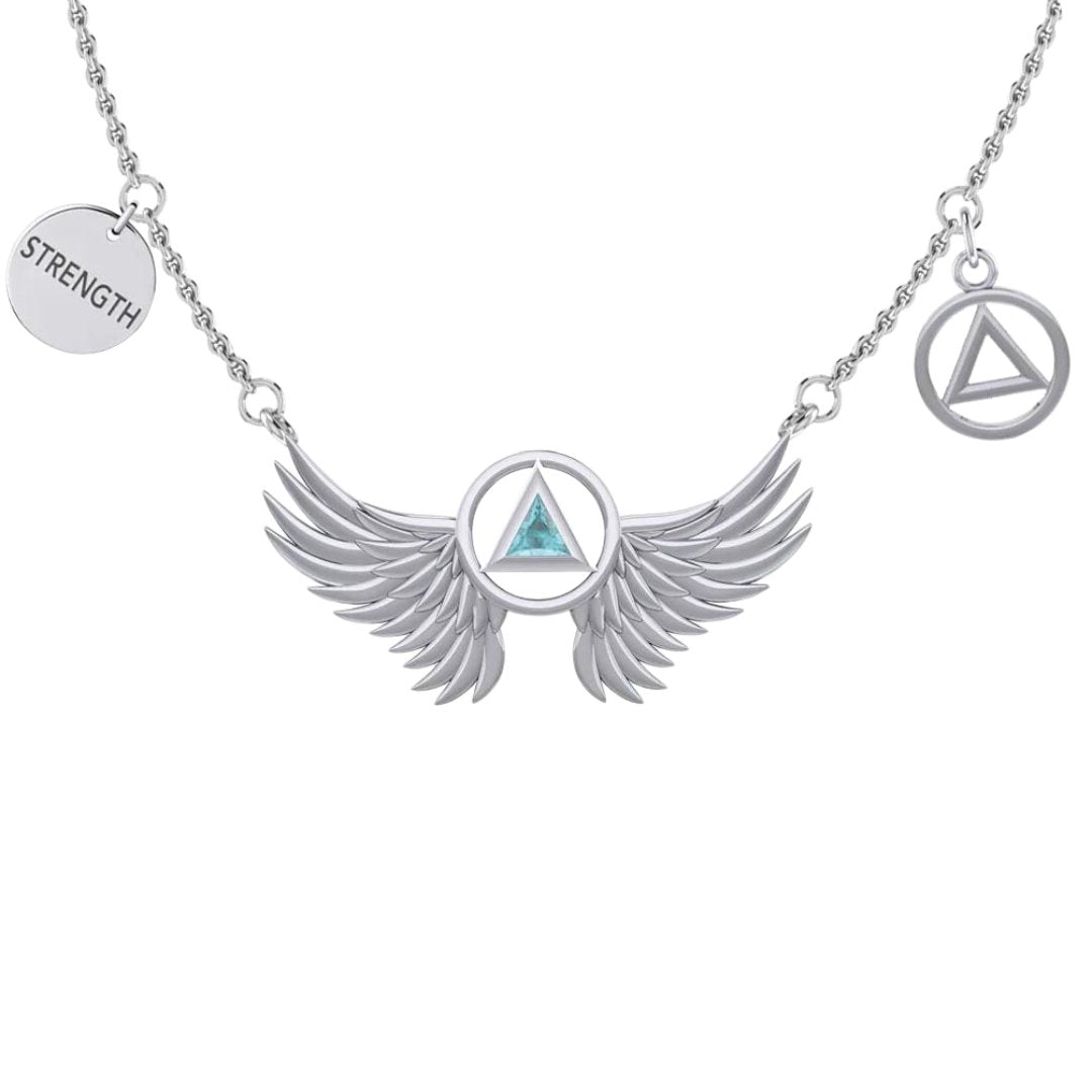 TNC554 Sterling Silver Wings of Recovery Gemstone Necklace - Healing Jewelry for Women, Spiritual Gift for Recovery & Strength - Perfect for Meditation, Yoga & Everyday Wear