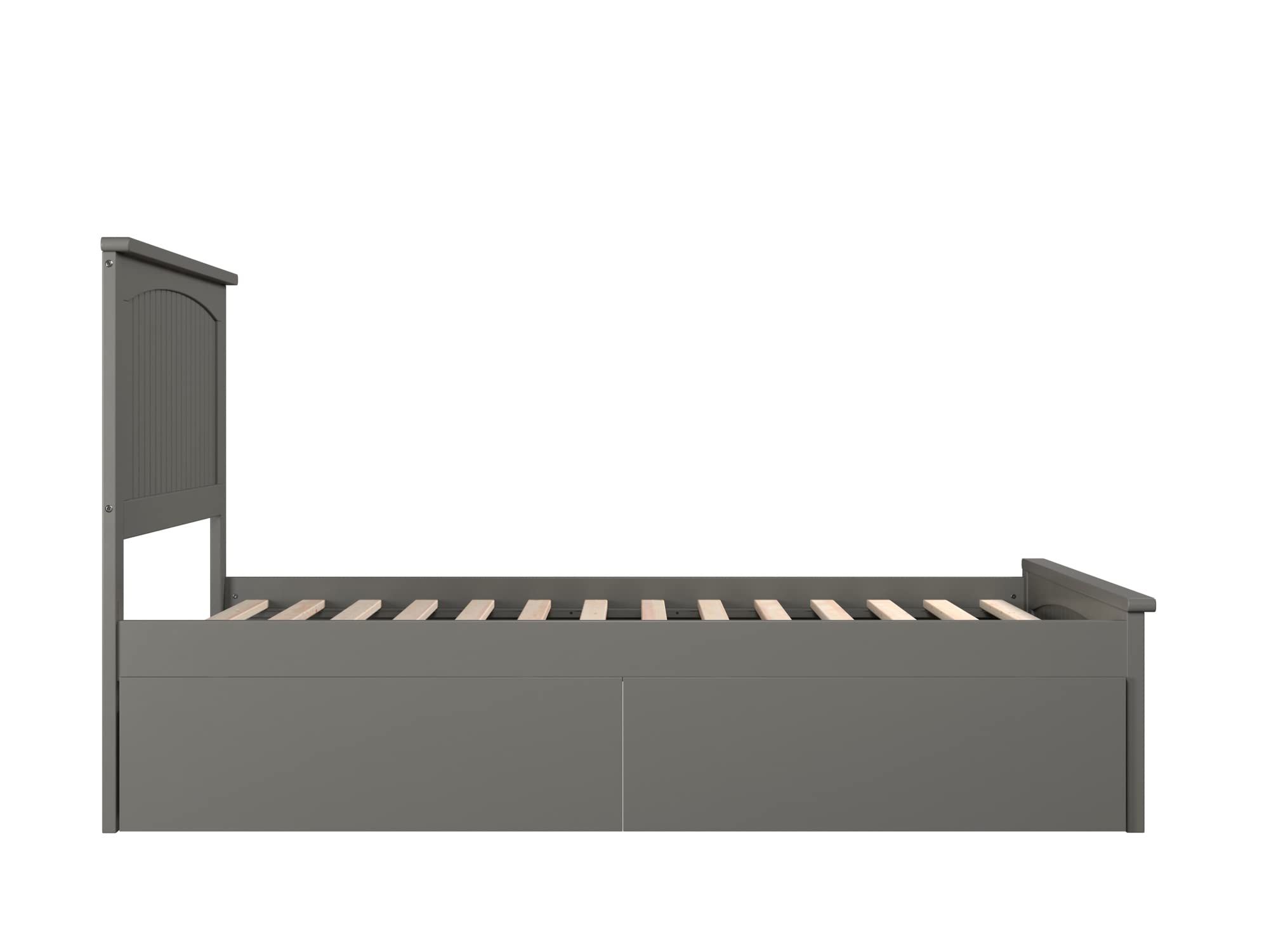 Nantucket Full Size Platform Bed Frame with Matching Footboard & Urban Storage Drawers - Grey Modern Bedroom Furniture for Small Spaces & Guest Rooms