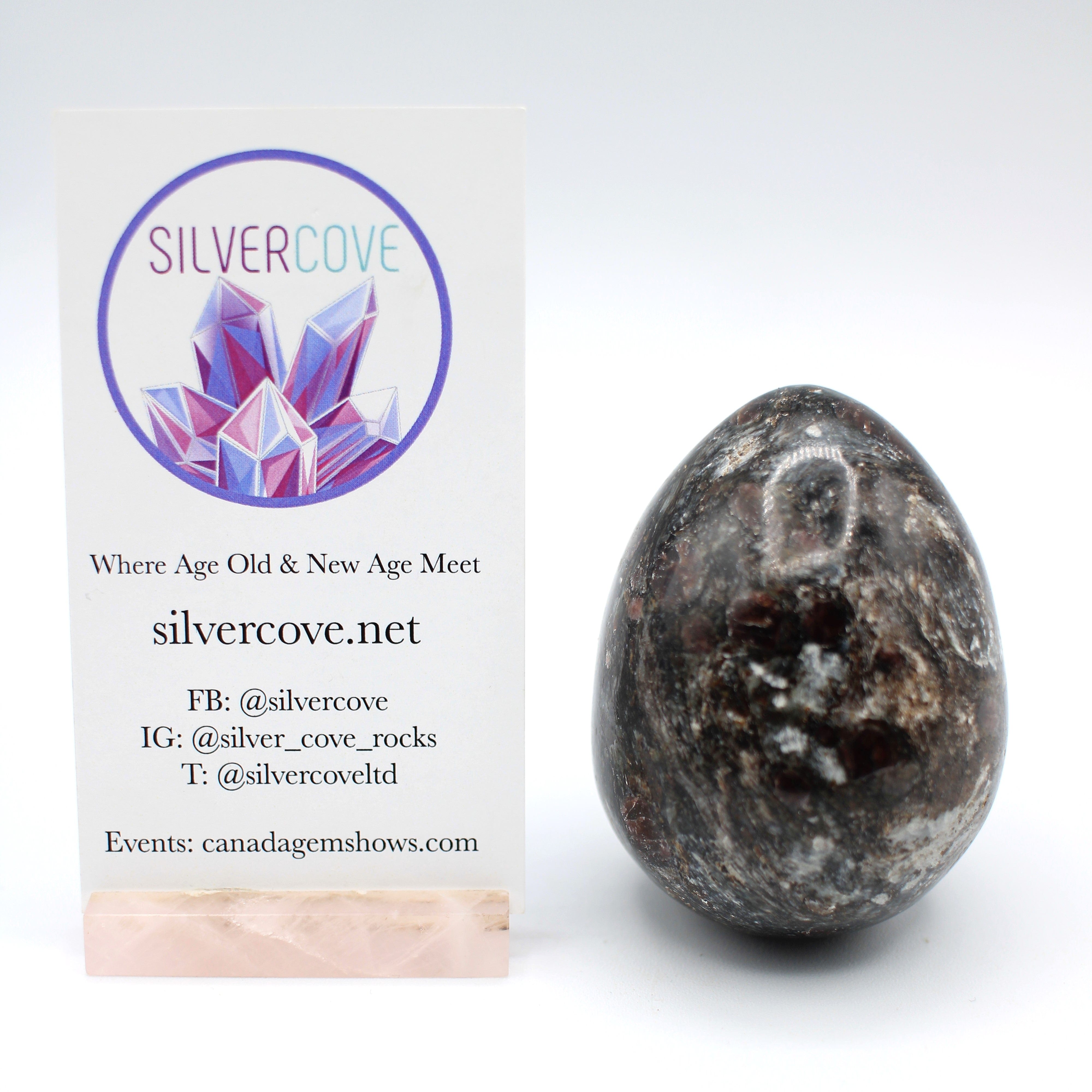 Natural Canadian Staurolite Garnet Mica Schist Egg - Unique Healing Crystal for Meditation, Reiki & Home Decor