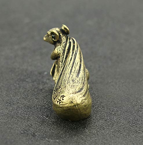 Feng Shui Brass Rat Statue with Money Bag - Lucky Animal Figurine Amulet for Home, Office & Garden Decor - Attract Wealth & Good Fortune - Perfect for Living Room, Tea Table & Workspace Decoration