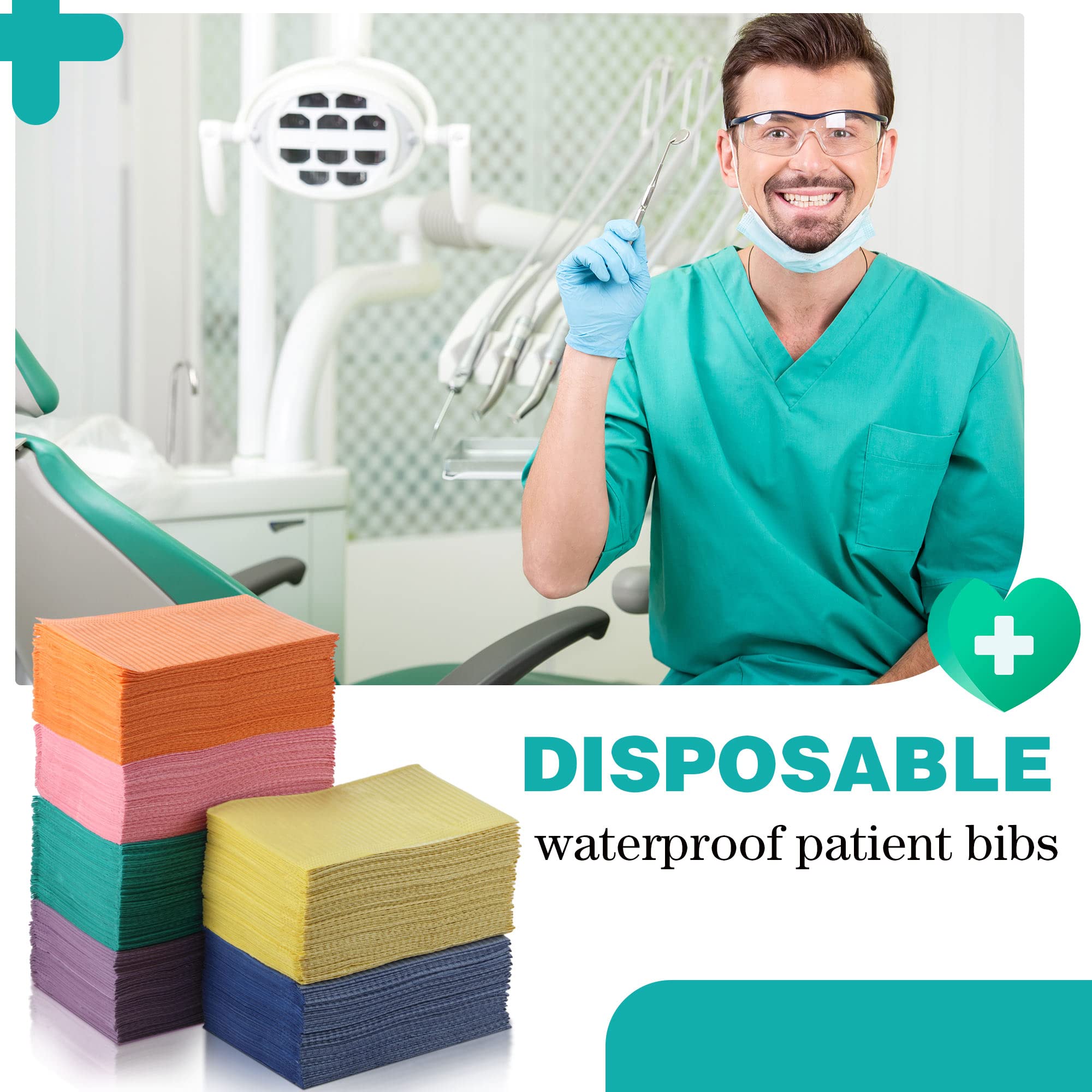 750 Pcs Disposable Dental Bibs Bulk - Waterproof Tattoo & Lash Tray Cover 13